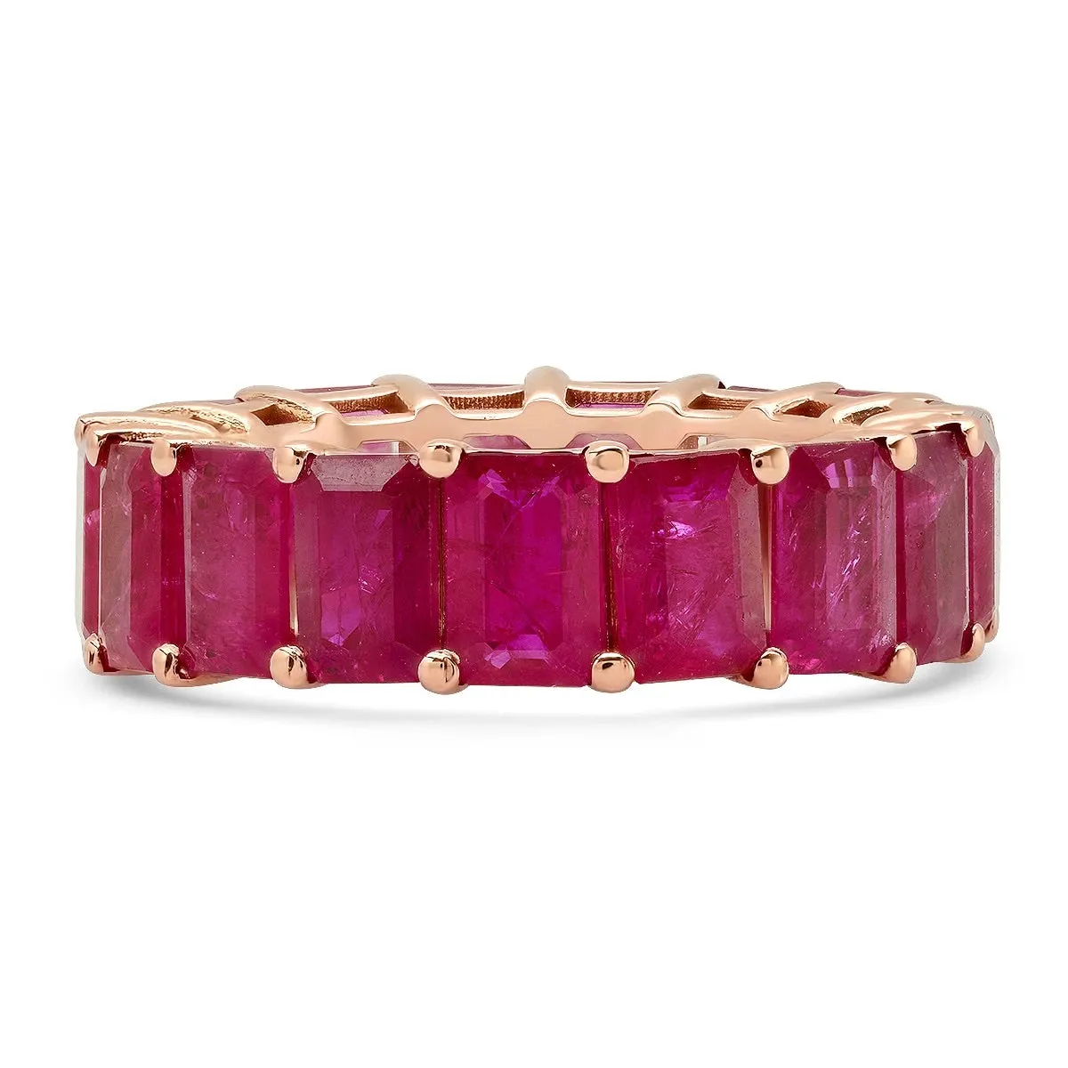 14k Emerald Cut Ruby Eternity Ring