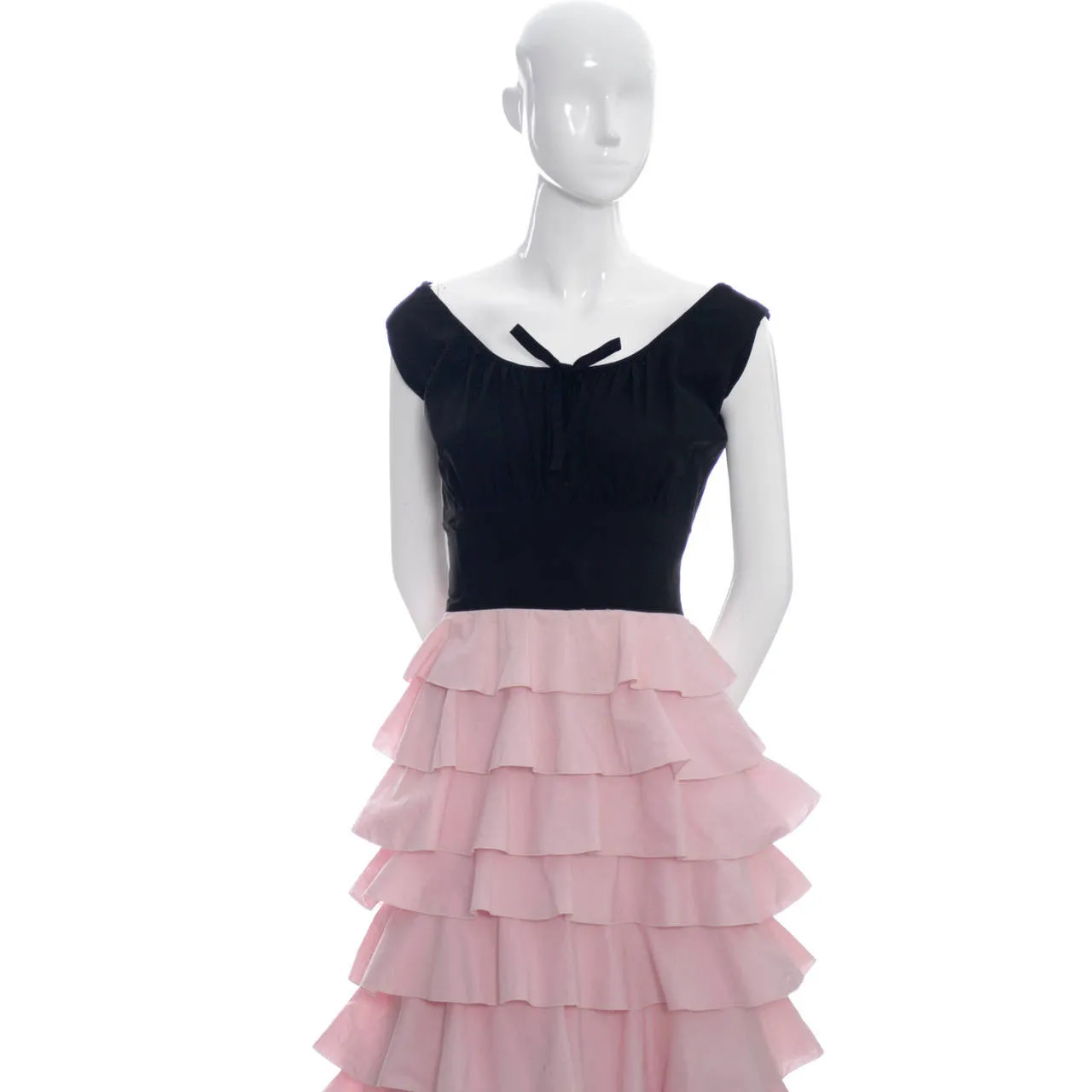 1940s Vintage Dress Gilbert Adrian Original in Pink and Black Ruffles