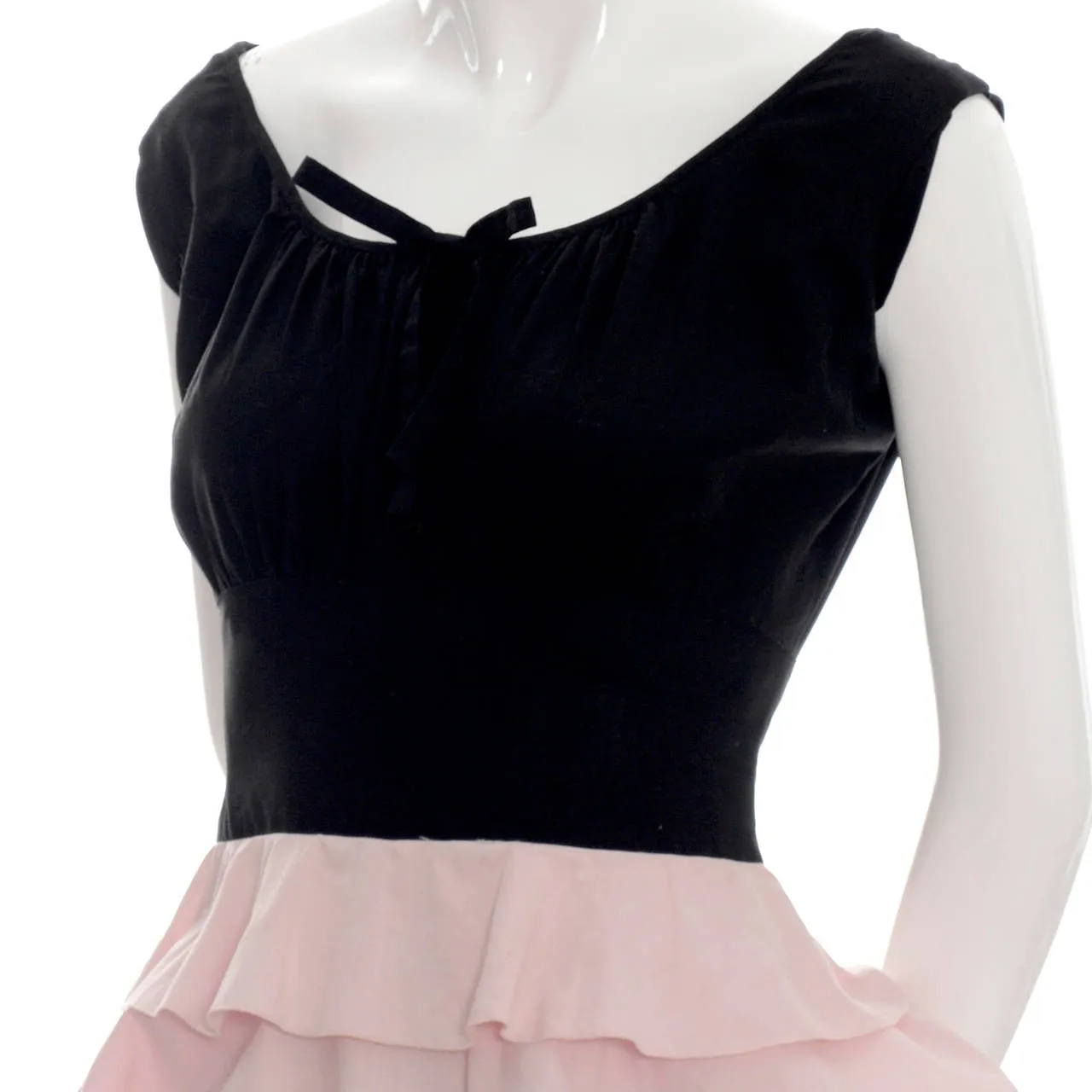 1940s Vintage Dress Gilbert Adrian Original in Pink and Black Ruffles