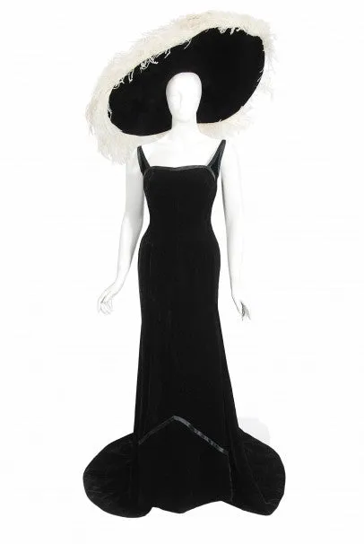 1967 Don Loper Couture For Barbra Streisand Black Hourglass Gown & Hat