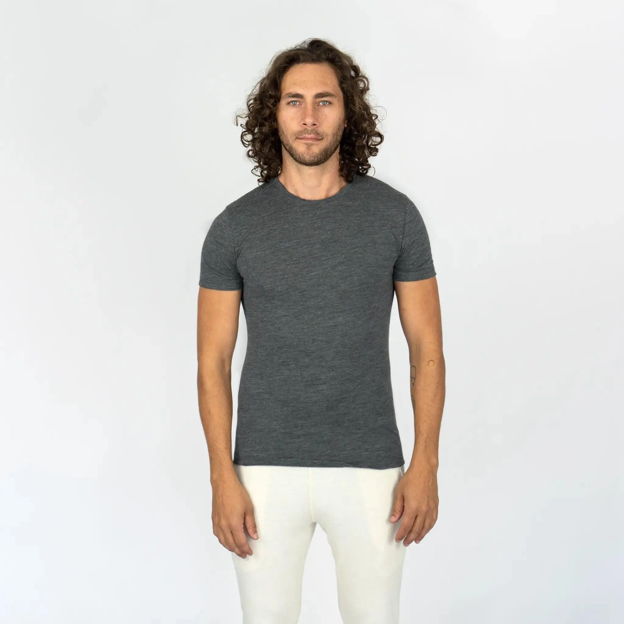 3 Pack - Men's Alpaca Wool Crew Neck T-Shirts: 160 Ultralight