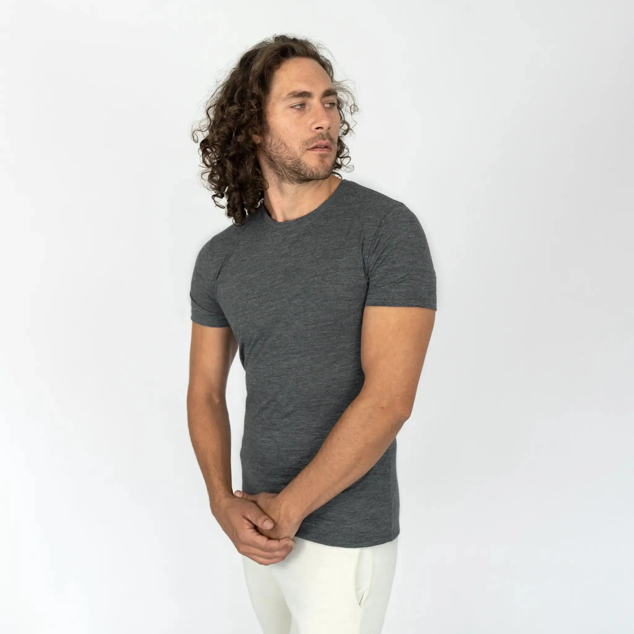 3 Pack - Men's Alpaca Wool Crew Neck T-Shirts: 160 Ultralight