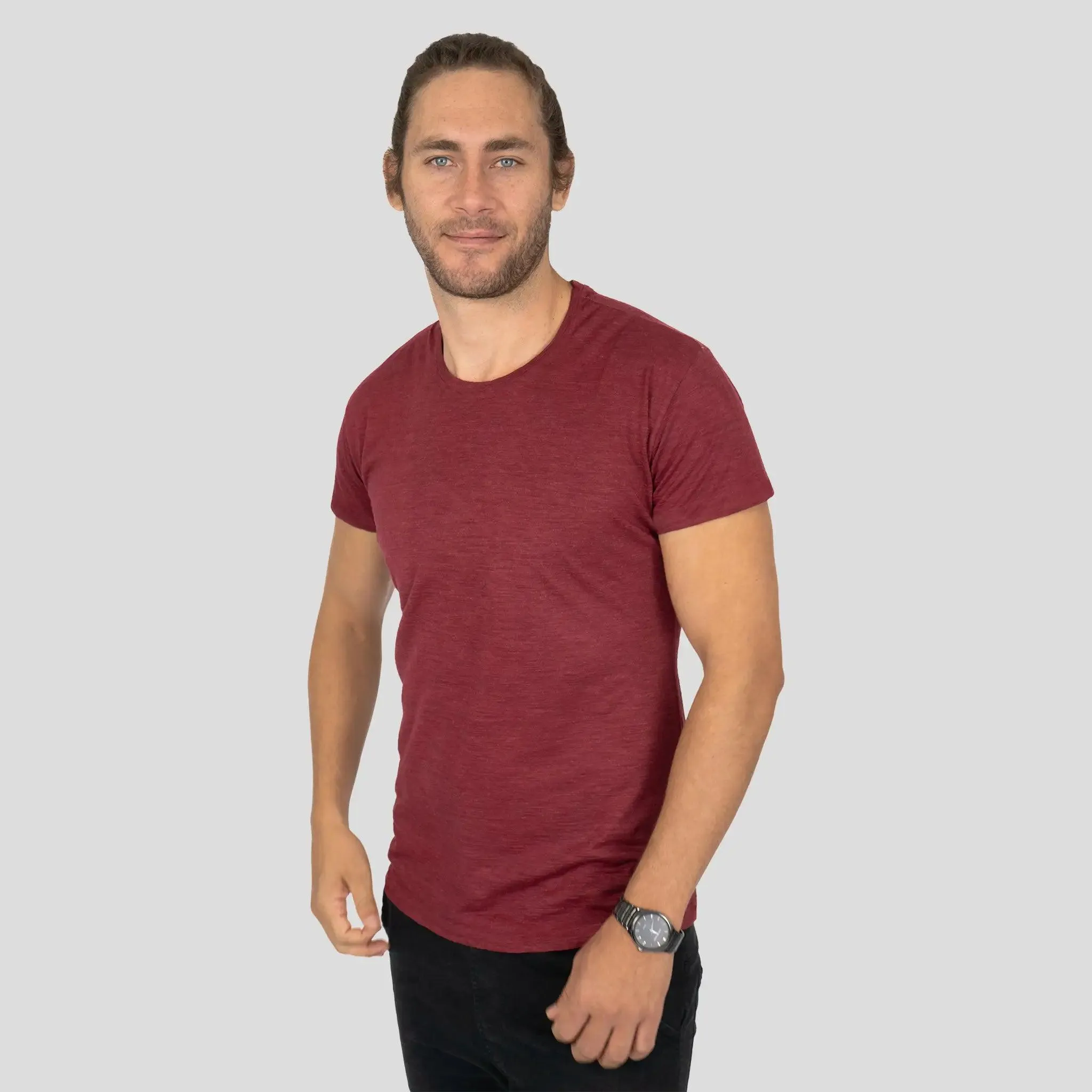 3 Pack - Men's Alpaca Wool Crew Neck T-Shirts: 160 Ultralight