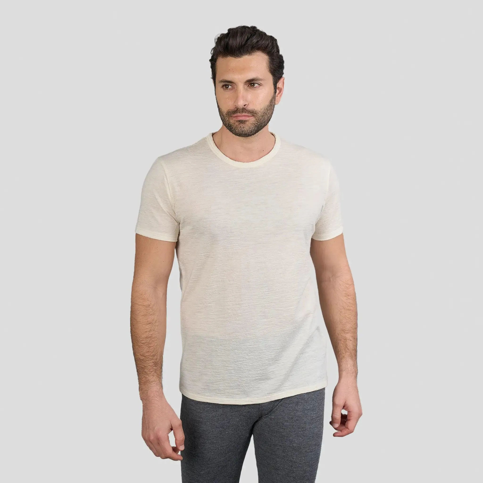 3 Pack - Men's Alpaca Wool Crew Neck T-Shirts: 160 Ultralight