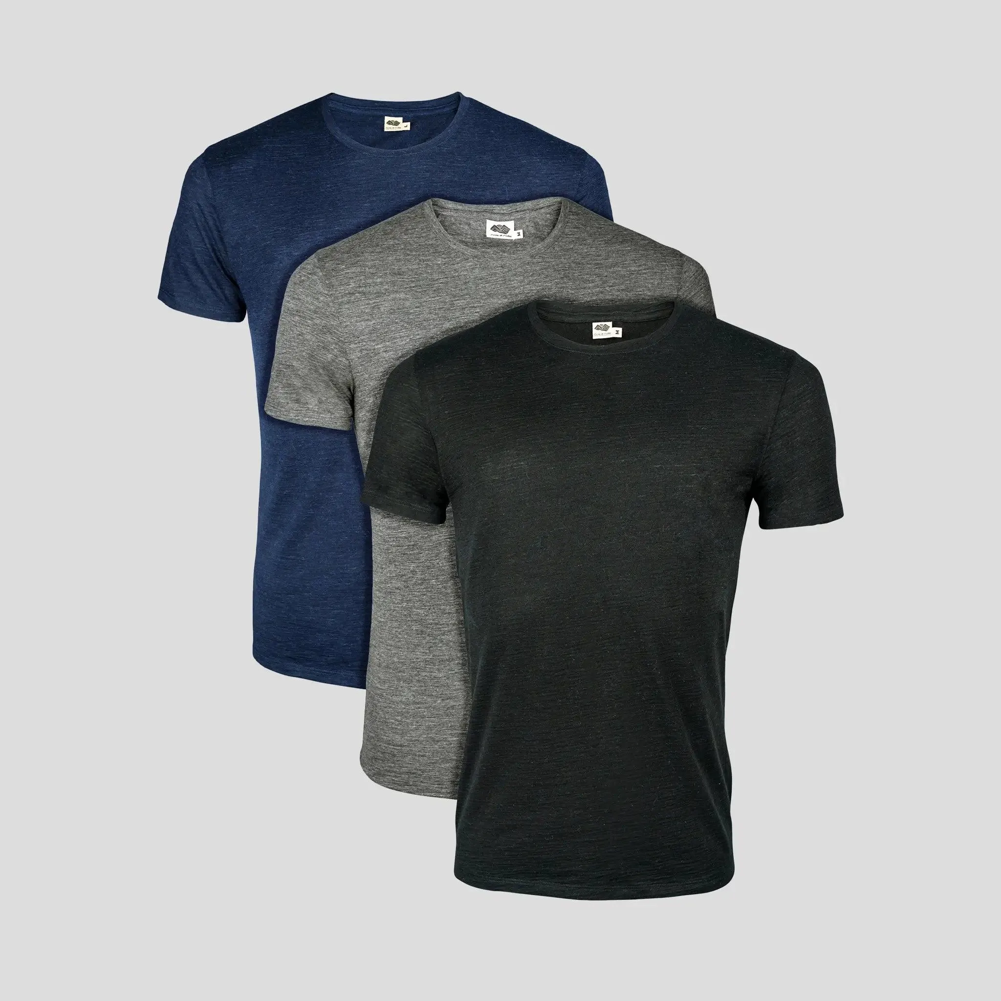 3 Pack - Men's Alpaca Wool Crew Neck T-Shirts: 160 Ultralight