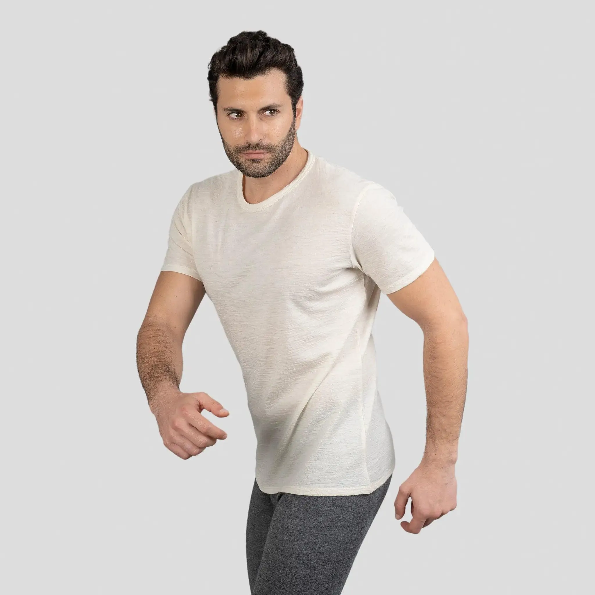 3 Pack - Men's Alpaca Wool Crew Neck T-Shirts: 160 Ultralight