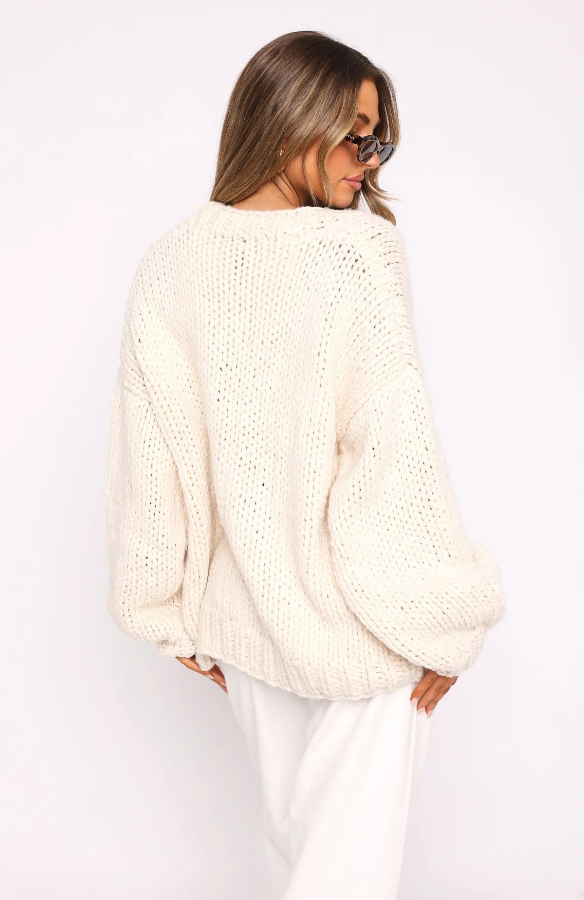 A Little Too Much Knit Cardigan Cream