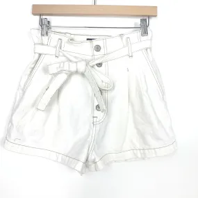 Abercrombie & Fitch White Natural Rise Denim Belted Shorts- Size 28/6