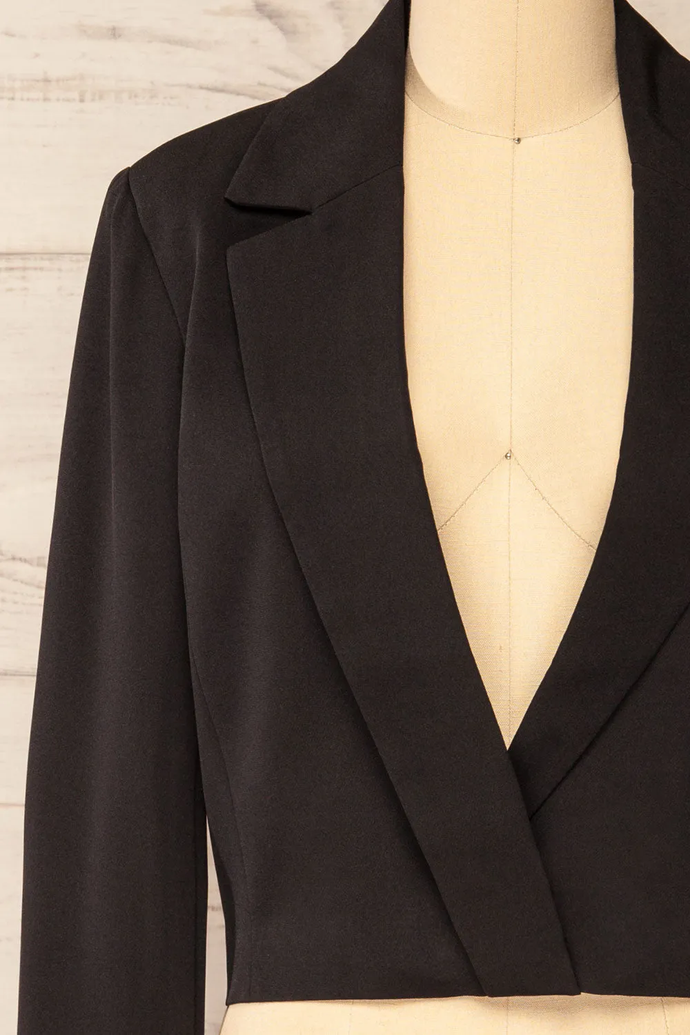 Alcorcon Black | Cropped Blazer w/ Notched Lapels