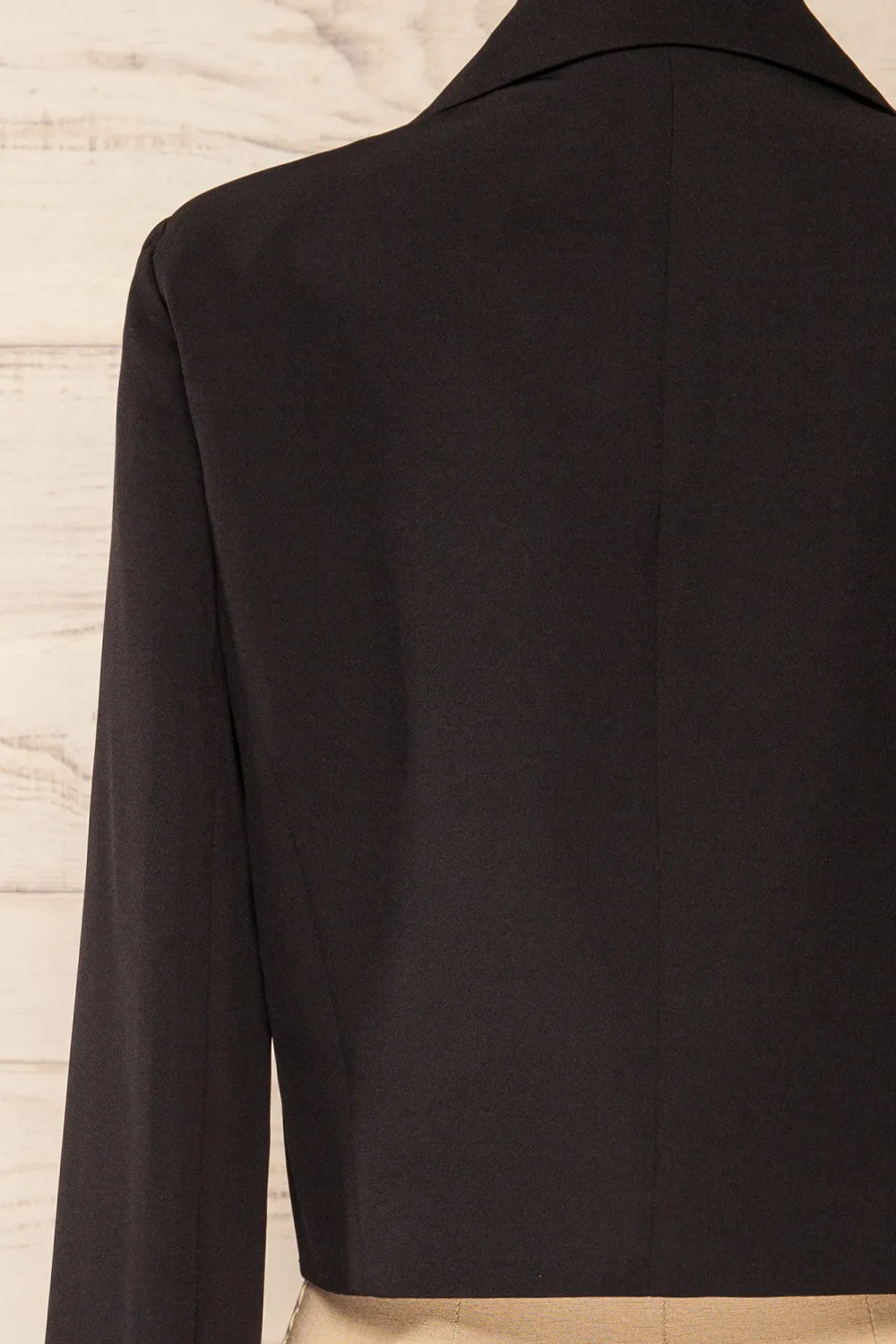 Alcorcon Black | Cropped Blazer w/ Notched Lapels