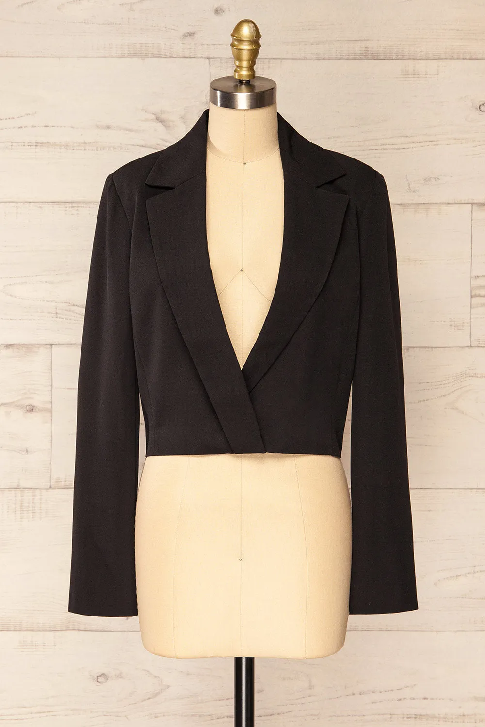 Alcorcon Black | Cropped Blazer w/ Notched Lapels