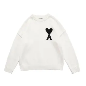 AMI Paris Ami de Coeur logo Crewneck knitted - White