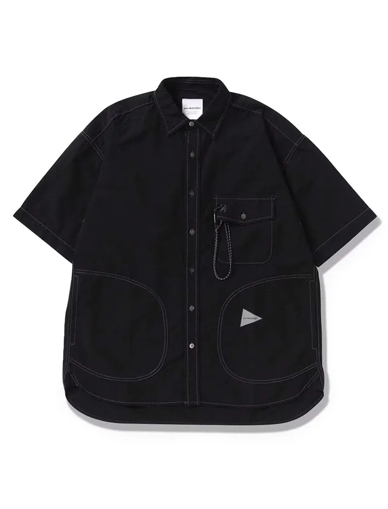 And Wander Womens C/N Rip S/S Shirt Black