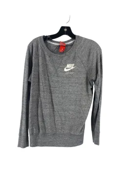 Athletic Top Long Sleeve Collar By Nike In Grey, Size: M