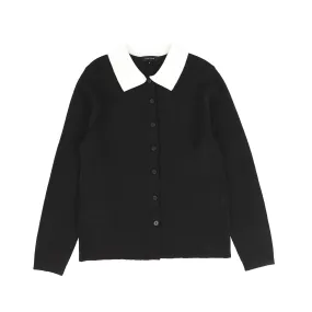 BAMBOO BLACK SOFT KNIT COLLARED CARDIGAN [Final Sale]