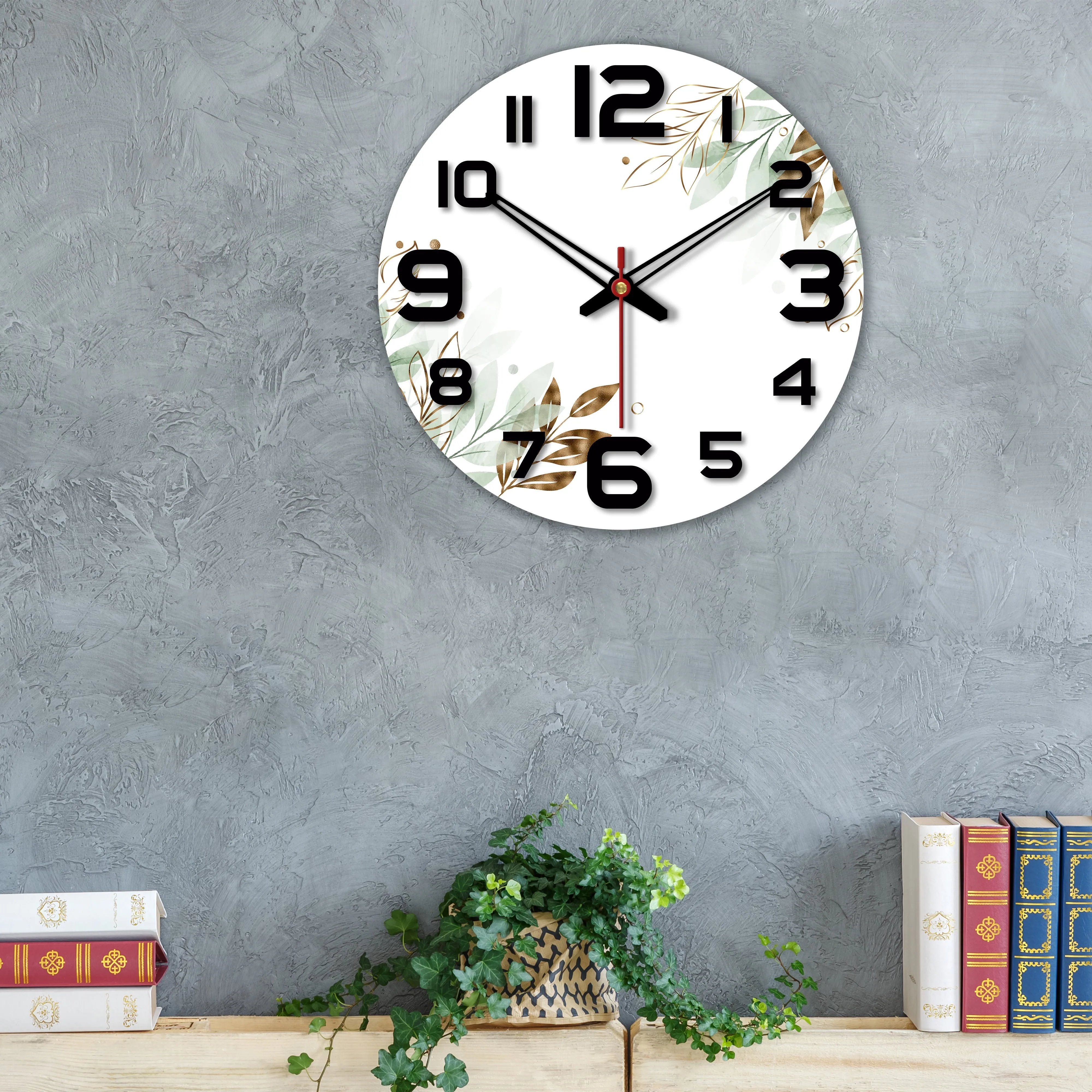 Beautiful Leaves Design Wooden Wall Clock