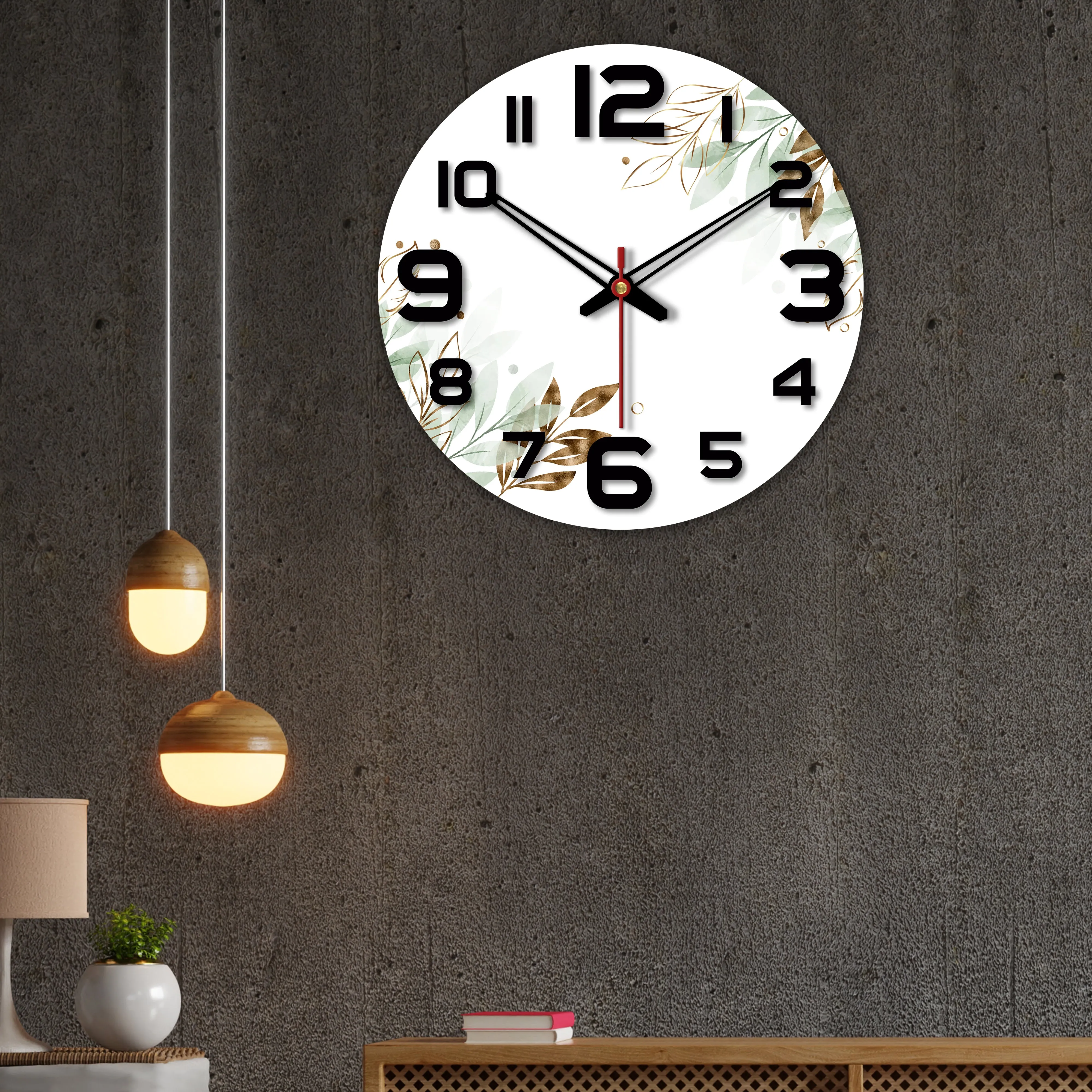 Beautiful Leaves Design Wooden Wall Clock