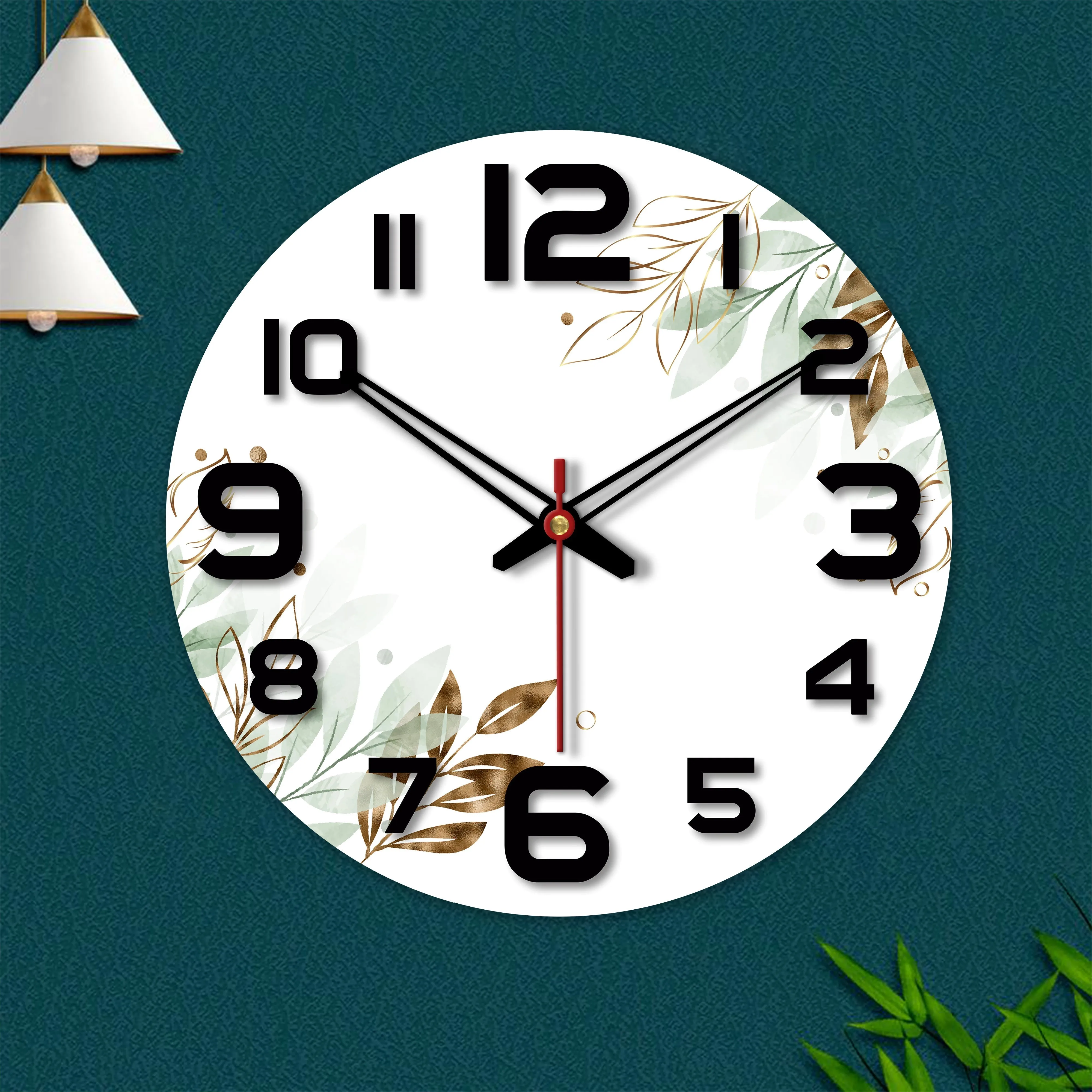 Beautiful Leaves Design Wooden Wall Clock