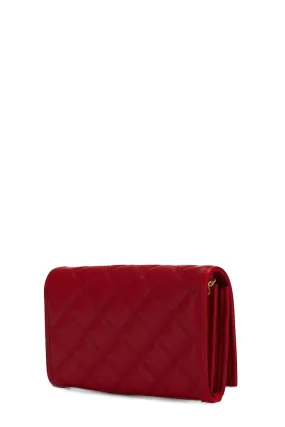 Becky Diamond-Quilted Chain Wallet Eros Red