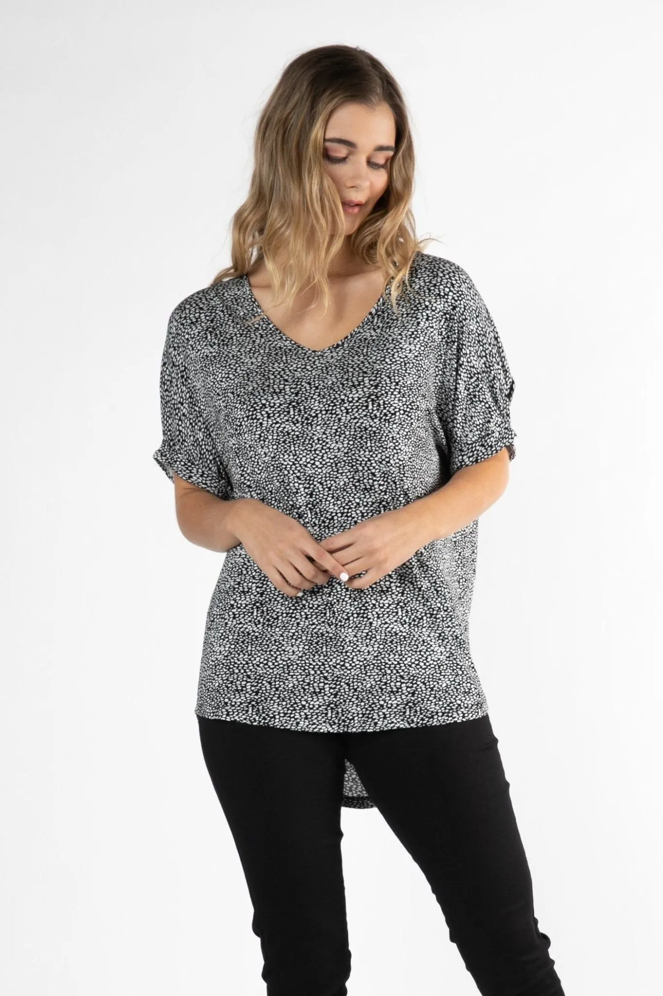 Betty Basics Granada Oversized Tee in Black / White Terrain