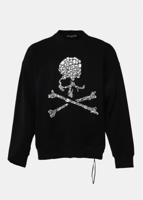 Black Acrylic Beads Crew Neck Sweatshirt