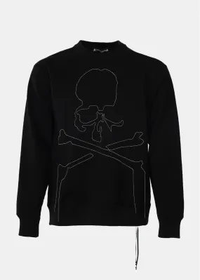 Black Chain-Embroidered Cotton Sweatshirt