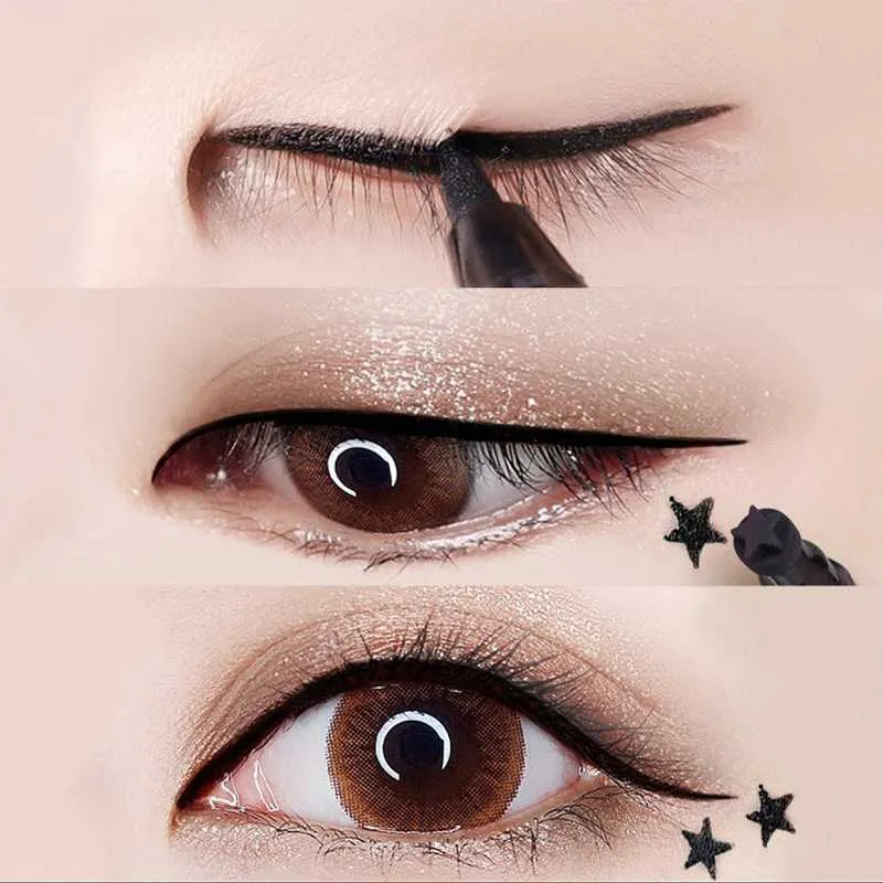 Black Star Stamp and Eye Liner Makeup