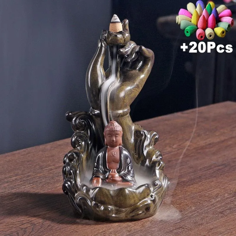 'Blessing Monk' Ceramic Incense Holder