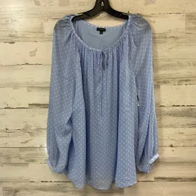 Blouse Long Sleeve By Talbots In Blue & White, Size: Xl