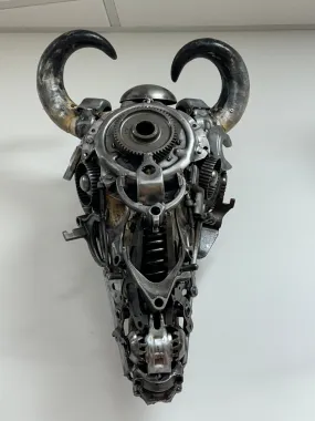 Bull Skull Recycled Metal Art Sculpture