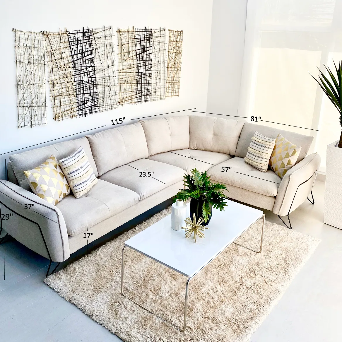 Cami Ivory Corner Sofa Right Side