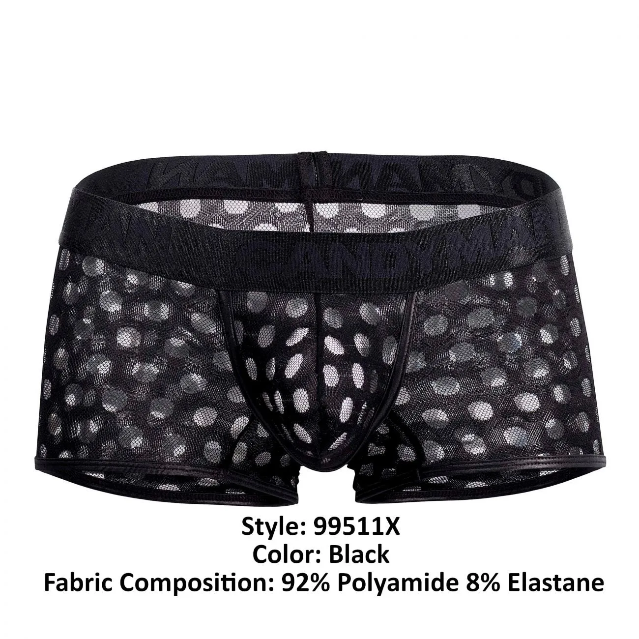 CandyMan 99511X Polka Mesh Trunks Color Black