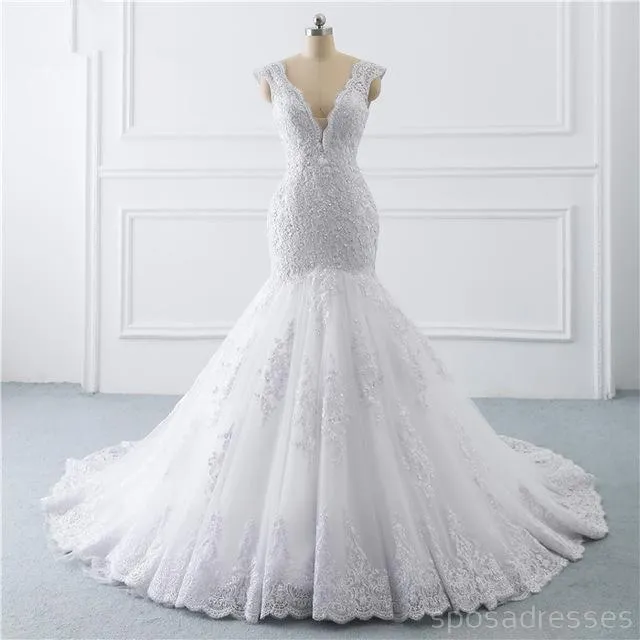 Cap Sleeves White Lace Wedding Dresses Online, Cheap Bridal Dresses, WD511