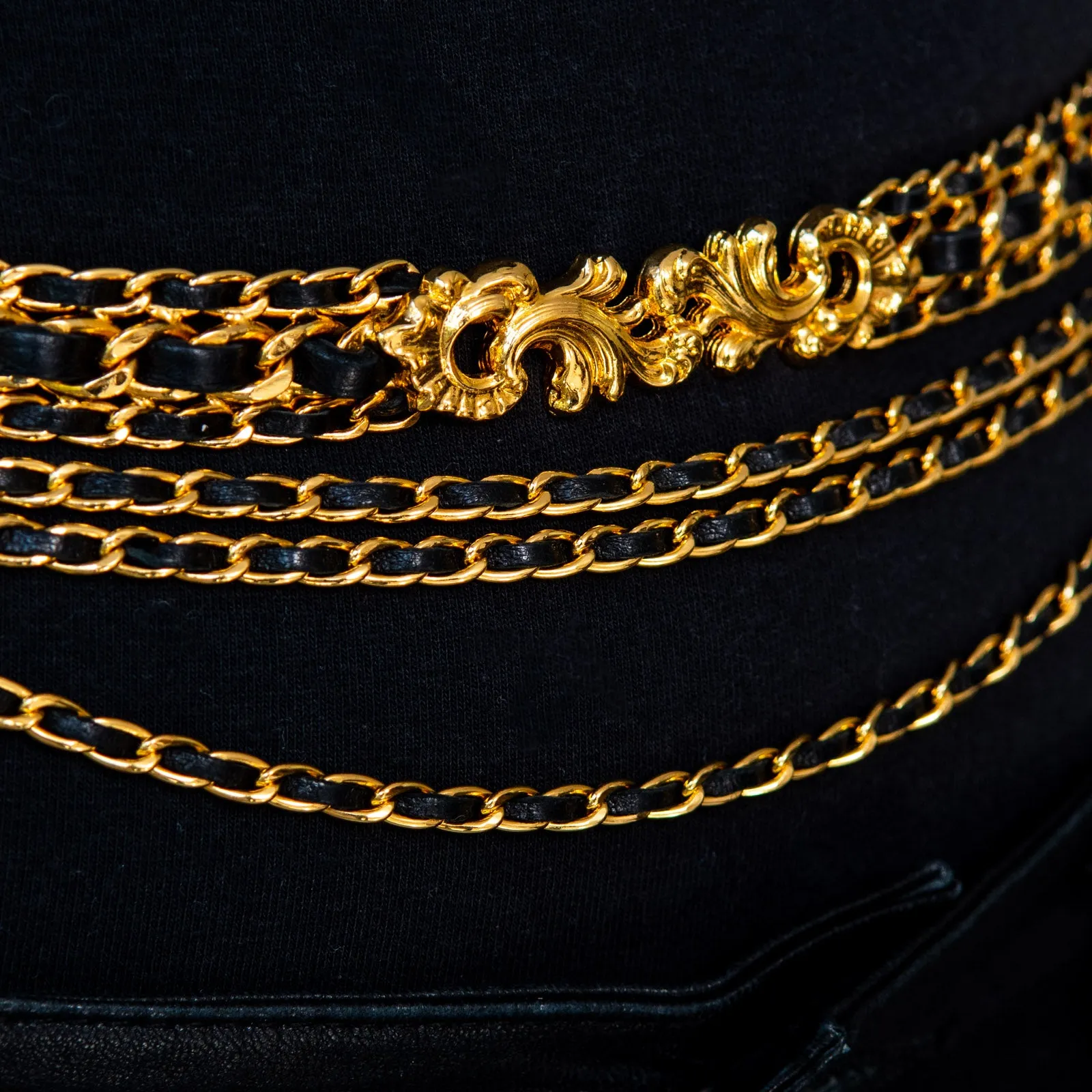 Chanel Leather And Chain Belt