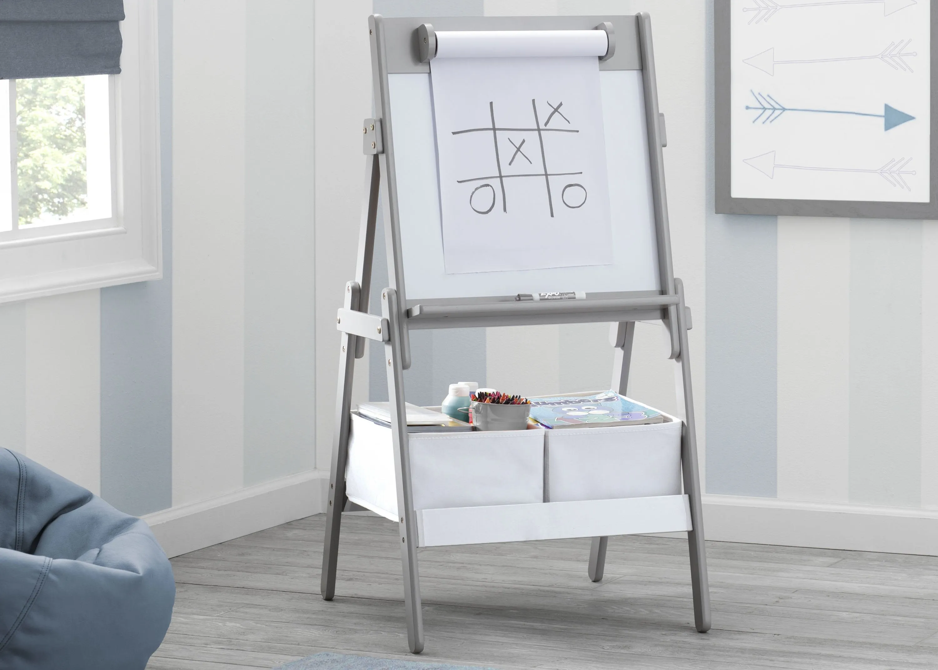 Classic Kids Whiteboard/Dry Erase Easel with Paper Roll and Storage