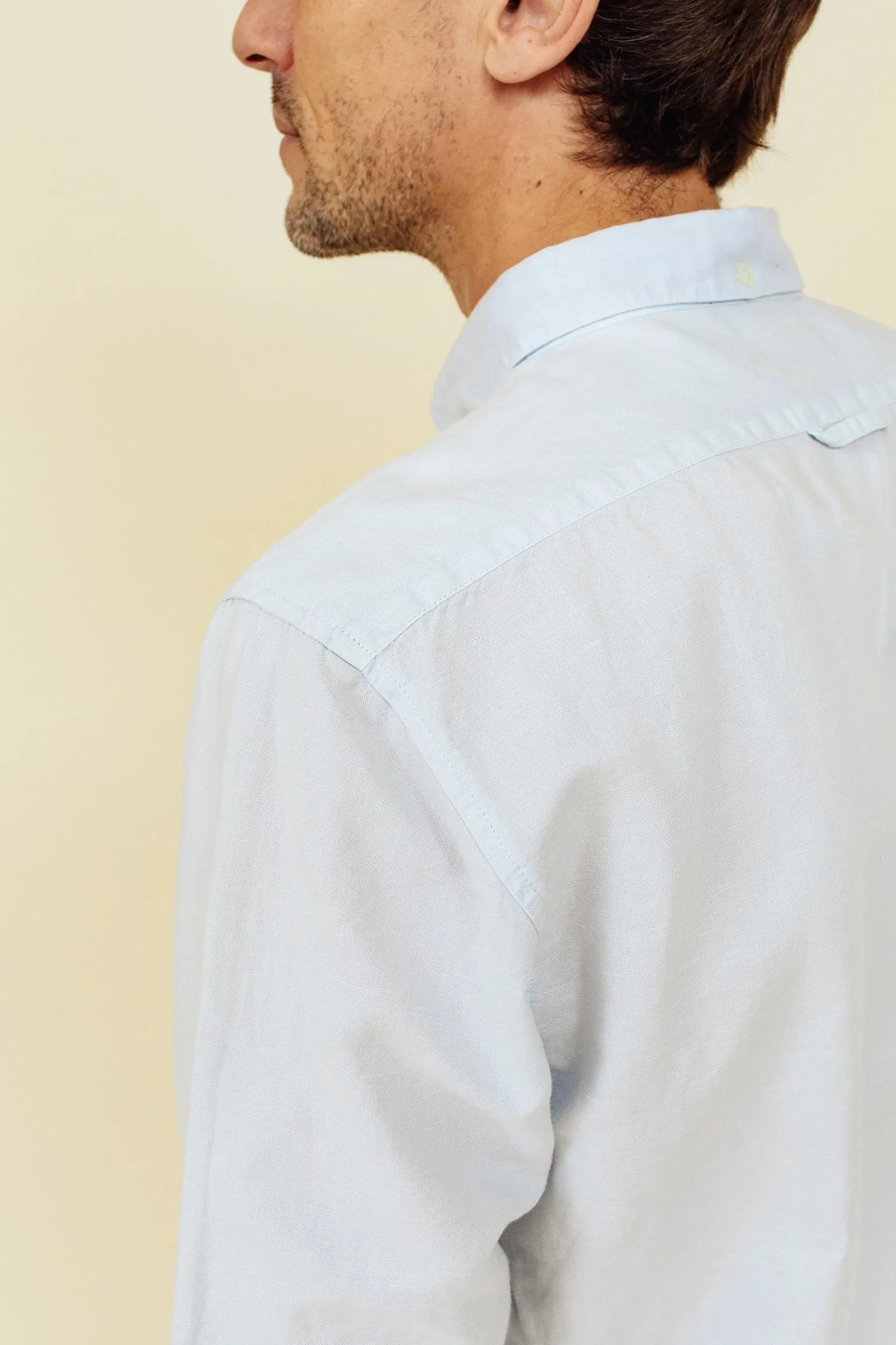 Cuisse de Grenouille Light Sky Blue Nicolas Cotton Linen Shirt