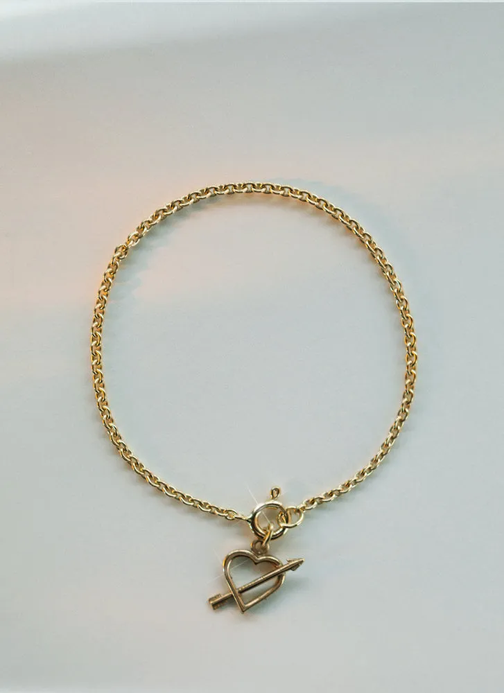 Cupid heart charm 14k gold