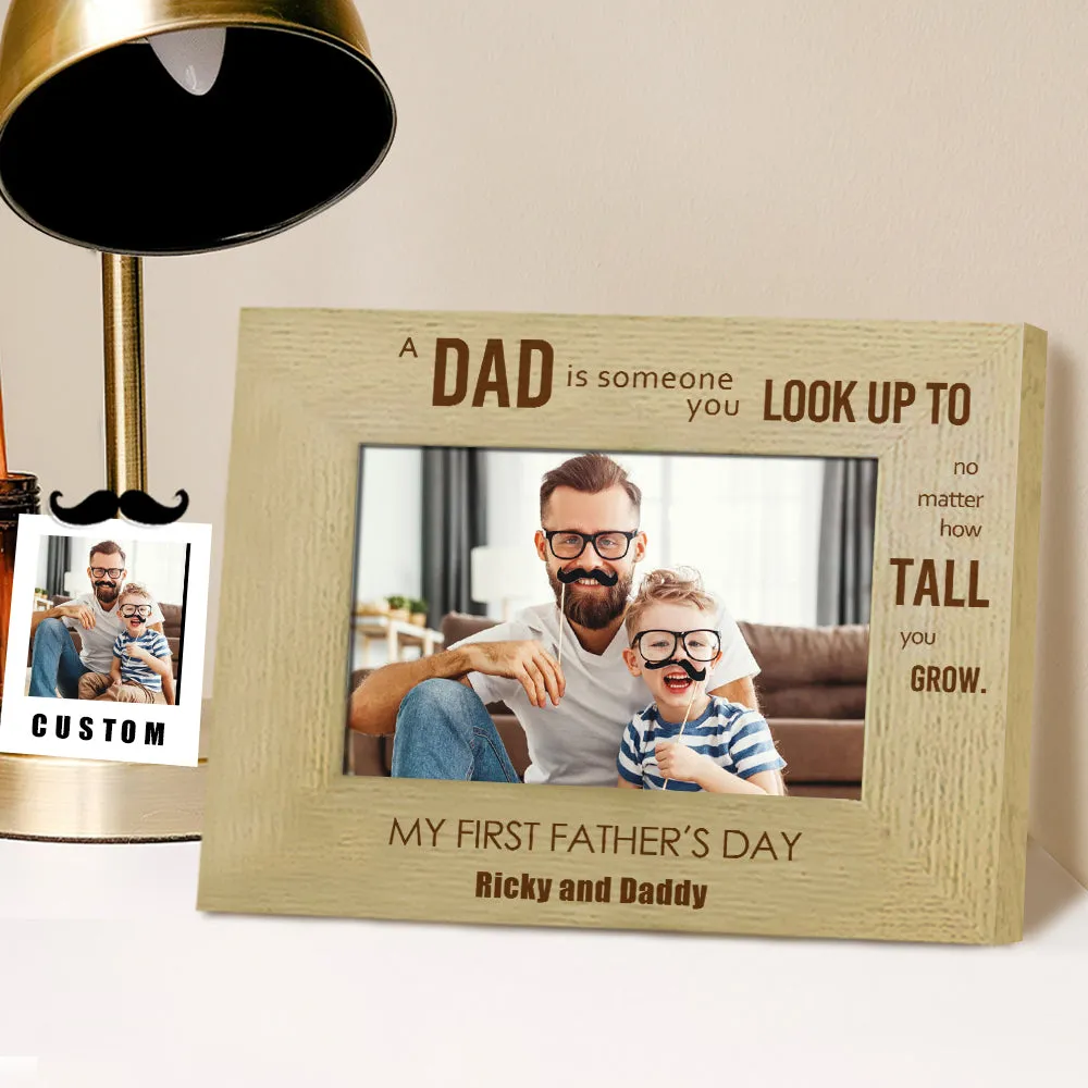 Customized Name Picture Frames Father's Day Wood Photo Frames Gift For Dad