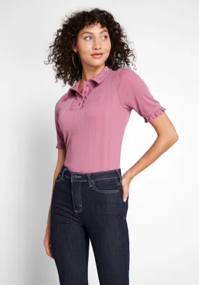 Daily Wins Ribbed Polo Top