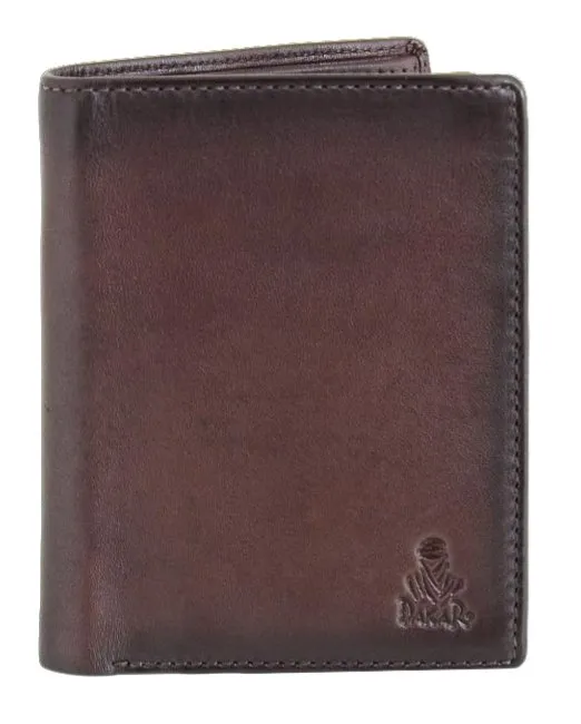 Dakar Dakota Spray Leather Credit Card Holder w Coin Pocket | Brown