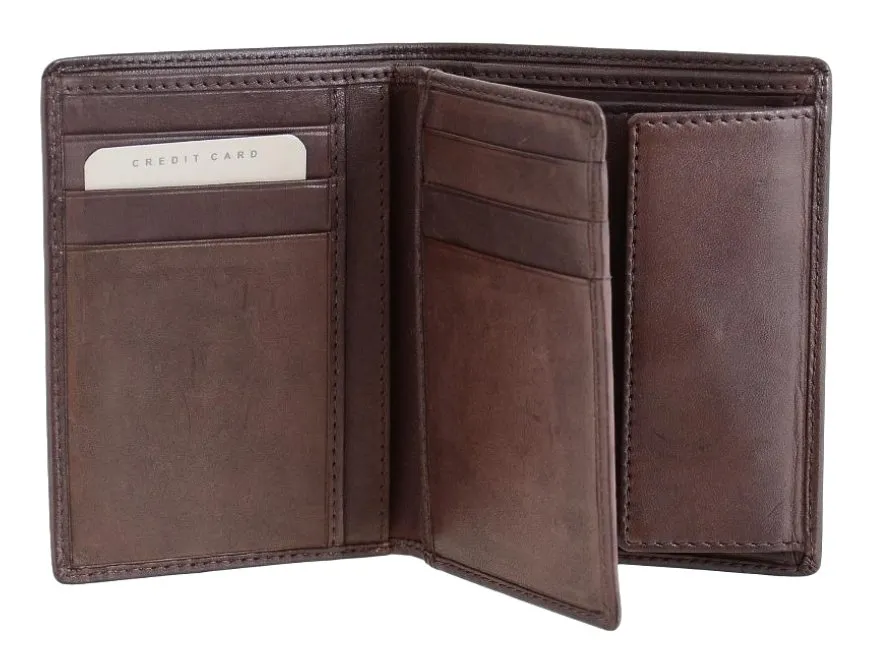 Dakar Dakota Spray Leather Credit Card Holder w Coin Pocket | Brown