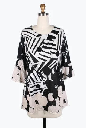 Damee Dots & Stripes R/N Tunic 9207-BLK