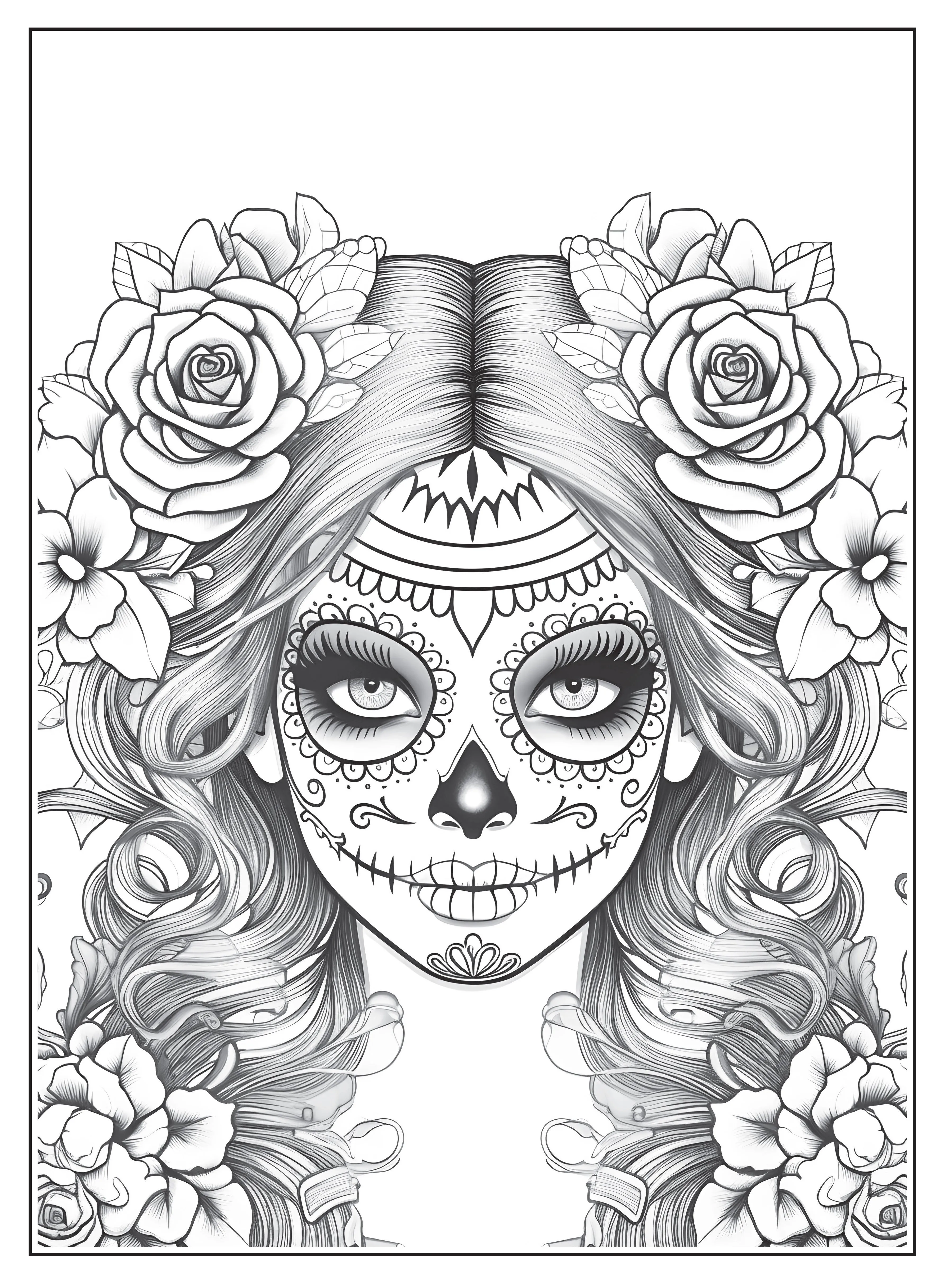 Day of the Dead - Coloring Book: 32 Festive Designs, All Ages, Dia De Los Muertos, Sugar Skull, Calaveras, La Catrina, Marigolds, Papel Picados, Ofrenda, Tradition, Spanish Holiday, De-Stress & Unwind