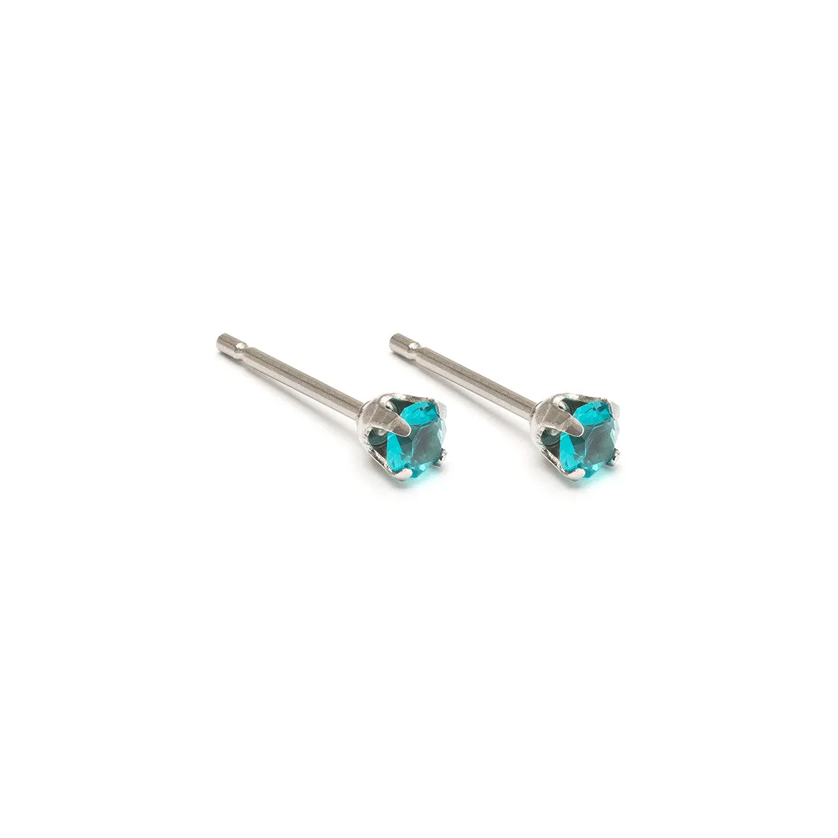 December Birthstone Stainless Steel Stud Earrings