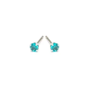 December Birthstone Stainless Steel Stud Earrings