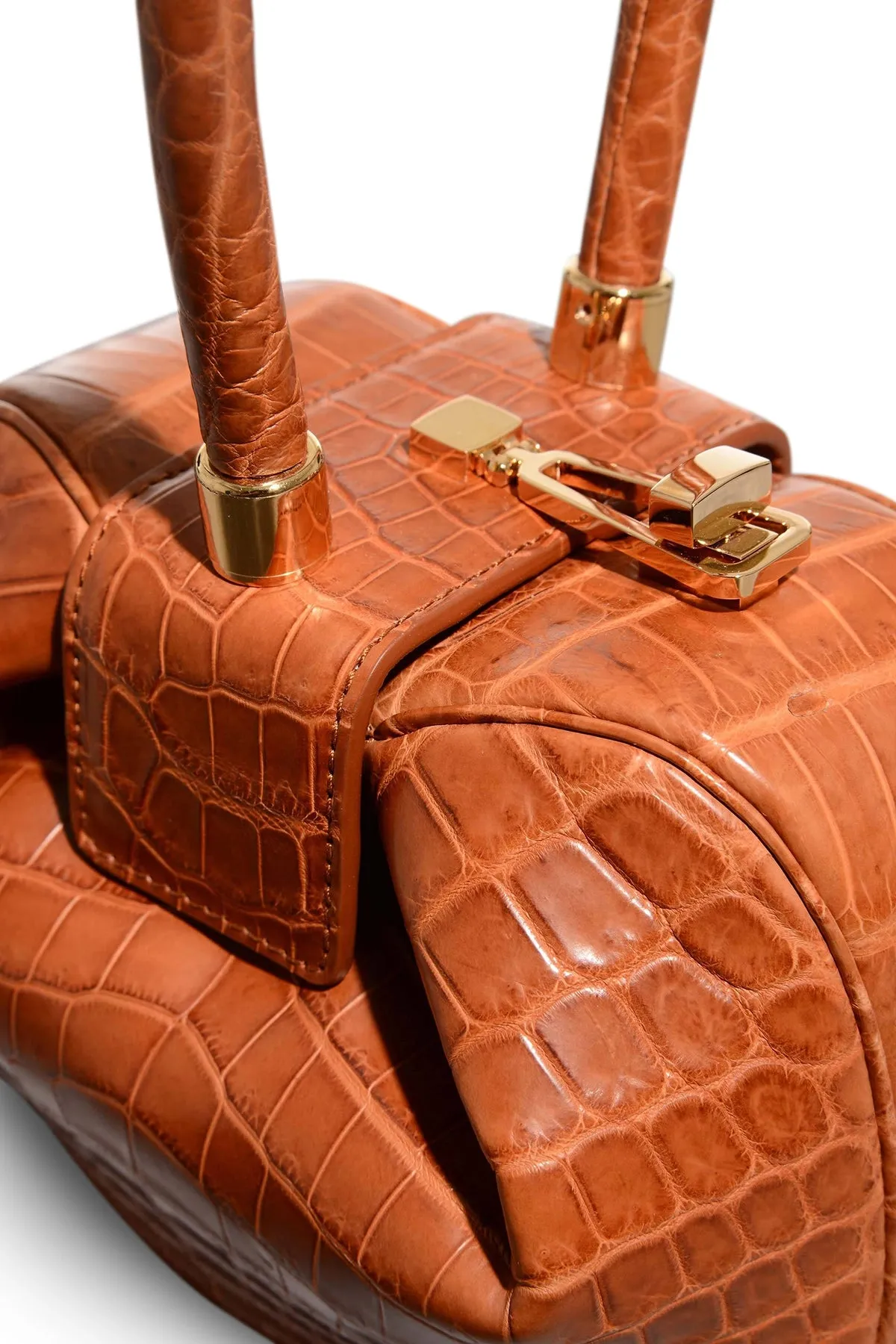 Demi Bag in Cognac Crocodile Leather