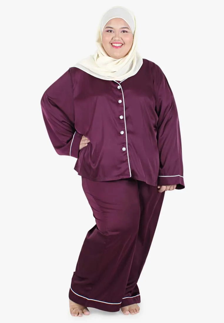 Dreamer Satin Lux Sleepwear Long Set - Purple