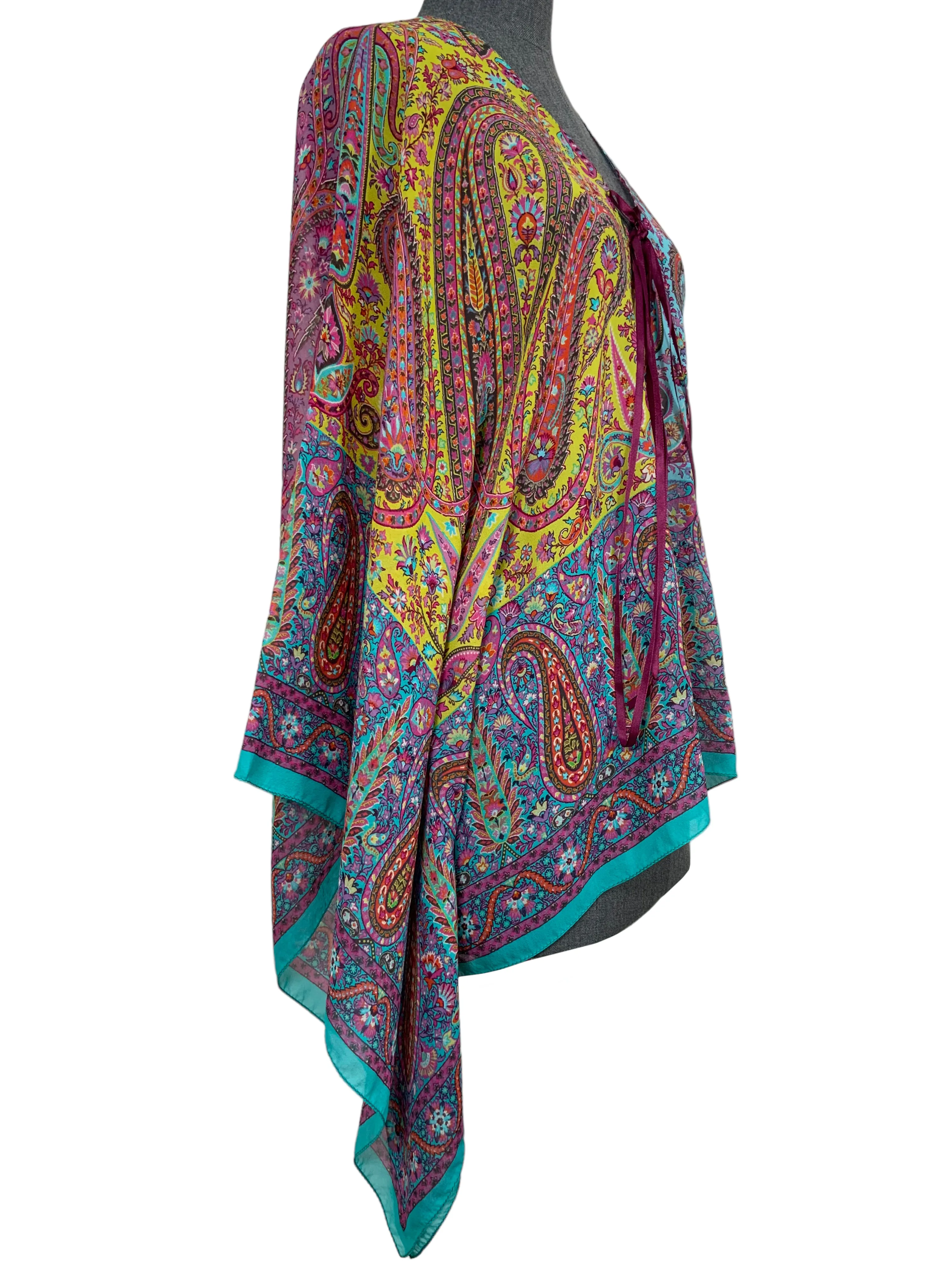 ETRO Paisley Printed Silk Poncho