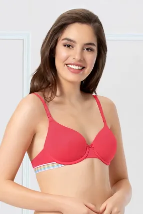 every de Padded Wired Sassy Stripes T-Shirt Bra - Azalea