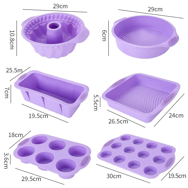 FAIS DU Gray Silicone Mould Set For Pastry Cake Mould Bakeware Dessert Tools Muffin Rectangular Bread Cupcake Baking Accessories